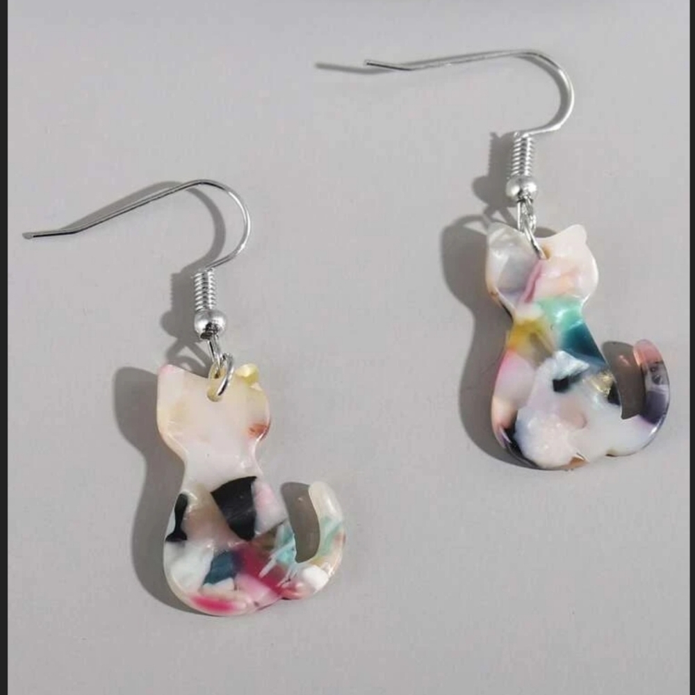 🆕ACRYLIC MOSAIC CAT EARRINGS🐈